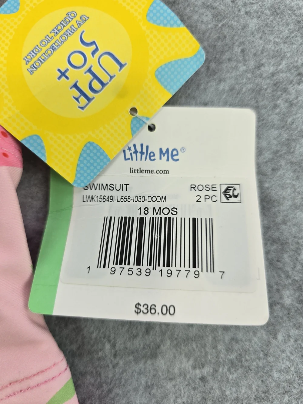 NWT Little Me Strawberry Print Ruffle Two-Piece Girls Swimsuit - Pink & Red 18M